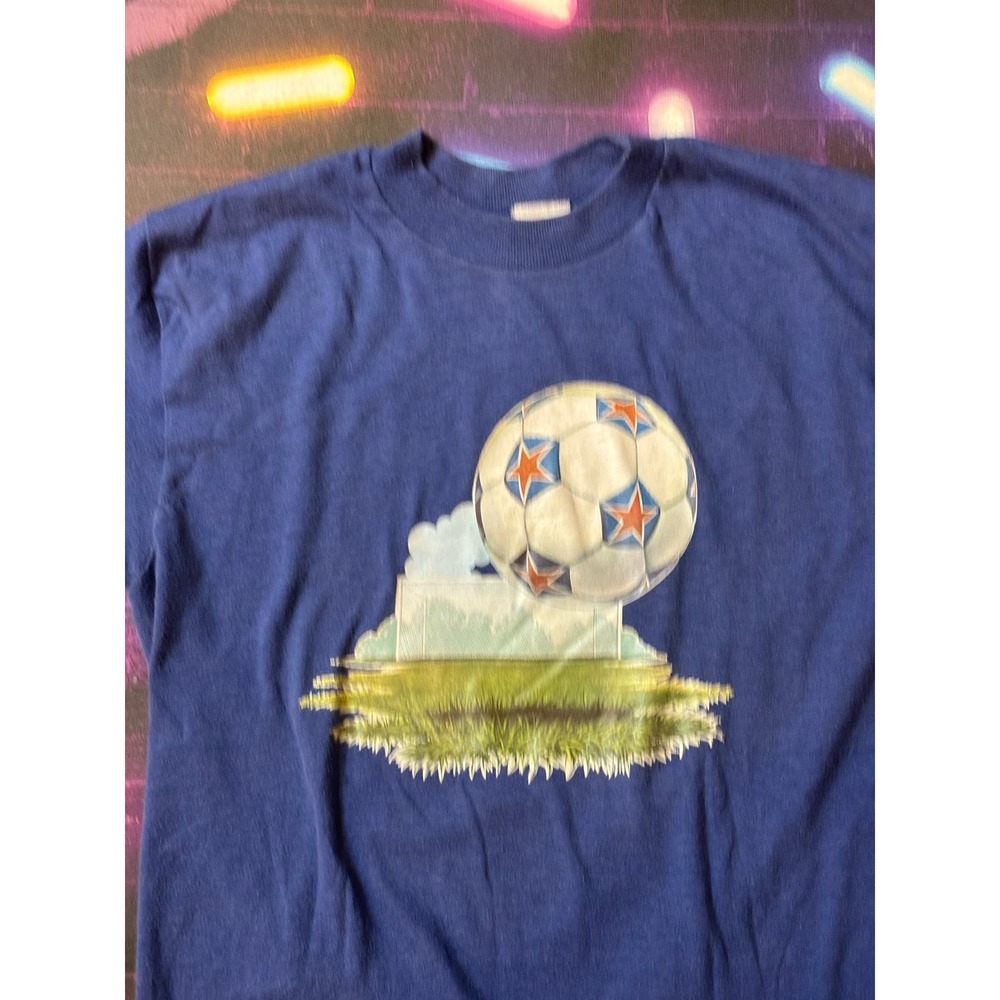 Vintage 80's Soccer ball Iron on size Small Faded tag